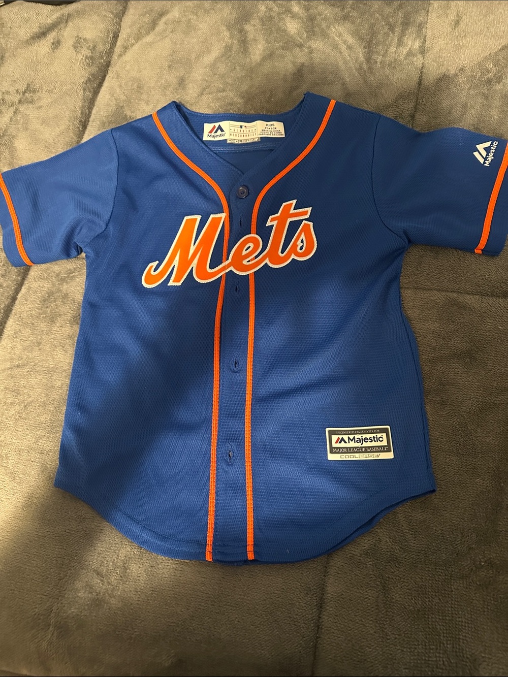 Majestic Royal Blue and Orange Mets Youth Baseball Jersey